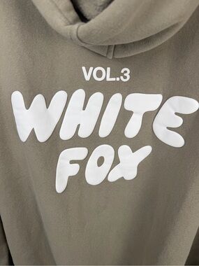 White Fox Boutique Olive Green Hoodie with White Logo